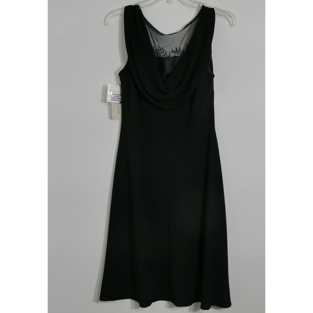 Evan-Picone Womens Cocktail Dress 10 Black Beaded Illusion Cowl Back Party NEW - Picture 8 of 8